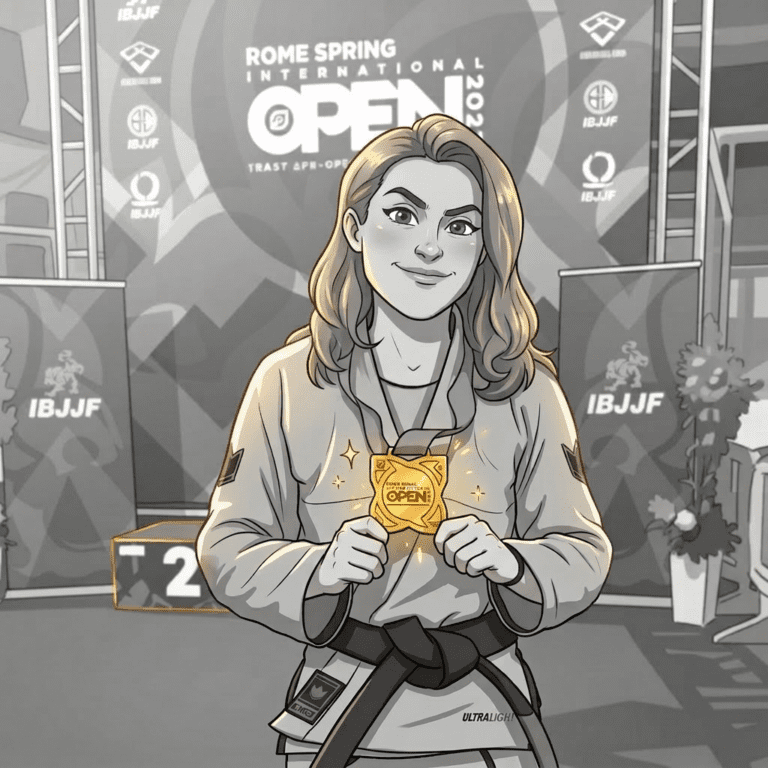Abbie O'Toole winning Absolute gold at IBJJF Rome Open